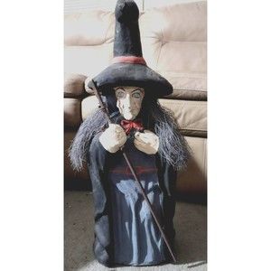 Vintage 26" Tall Paper Mache Halloween Witch Hat Decor